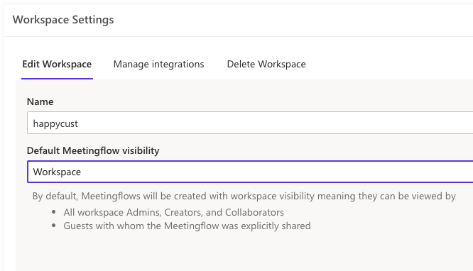 default workspace vis