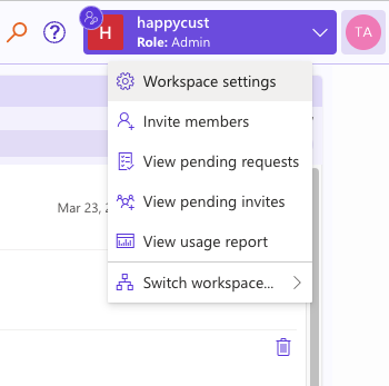 navigate to workspace settings