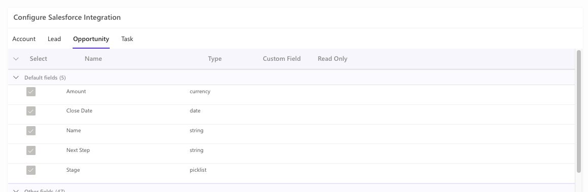 salesforce config tabs