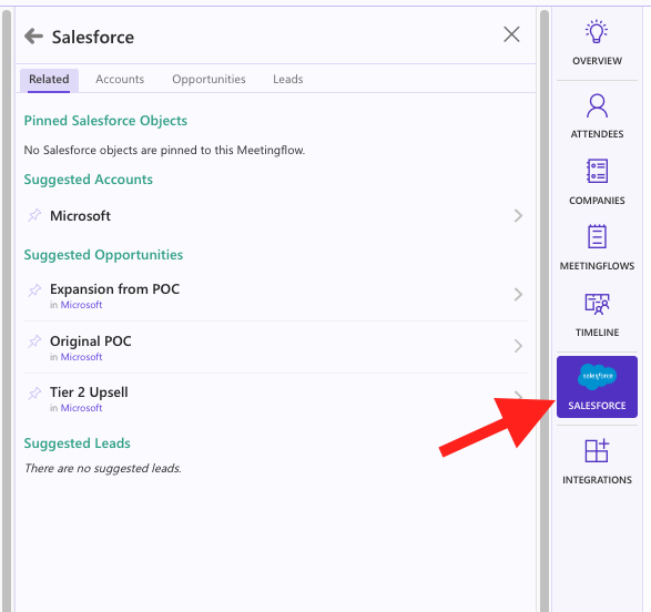 salesforce on side nav